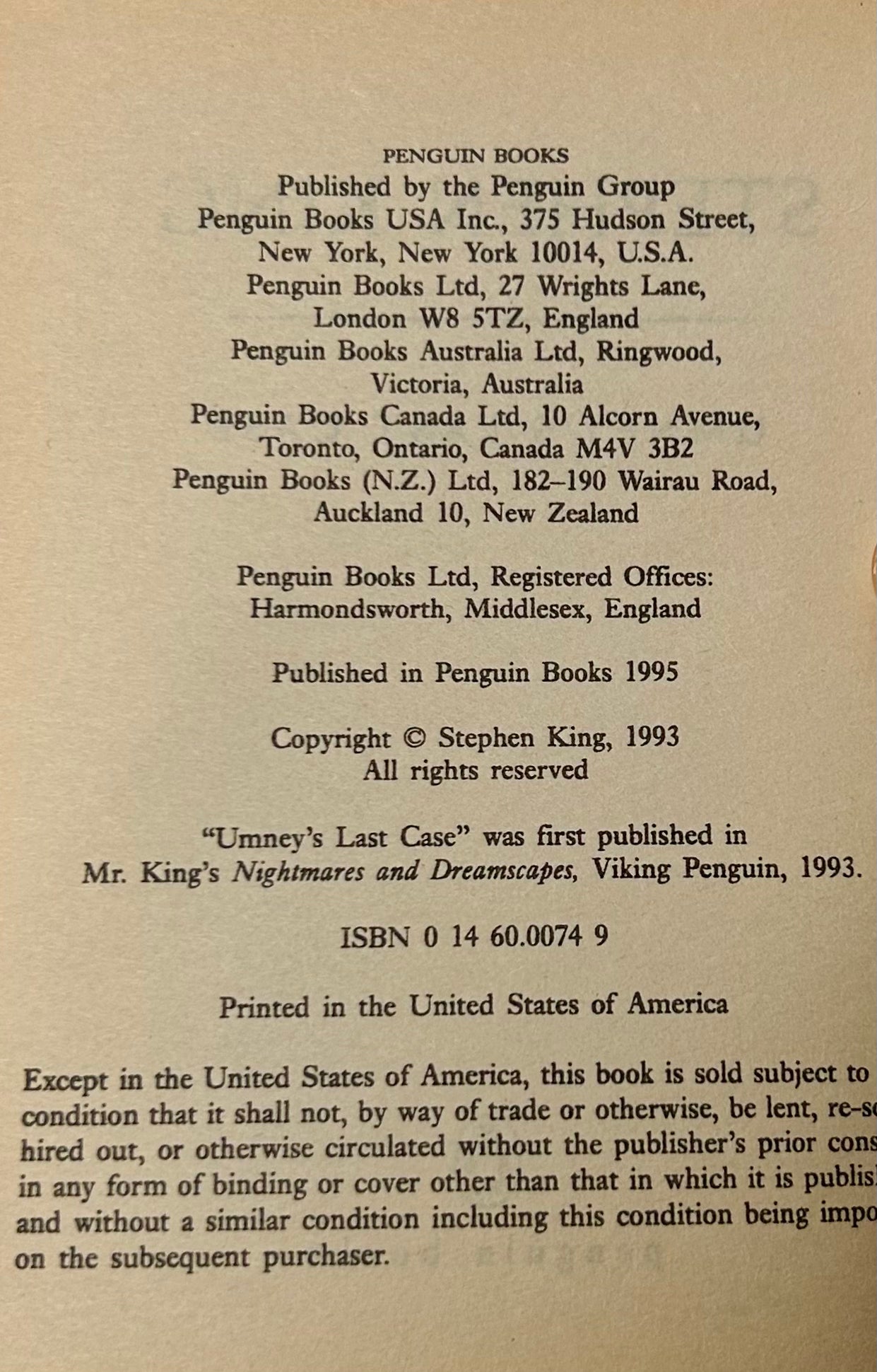 Umney's Last Case - Stephen King - Penguin 60th Anniversary Edition