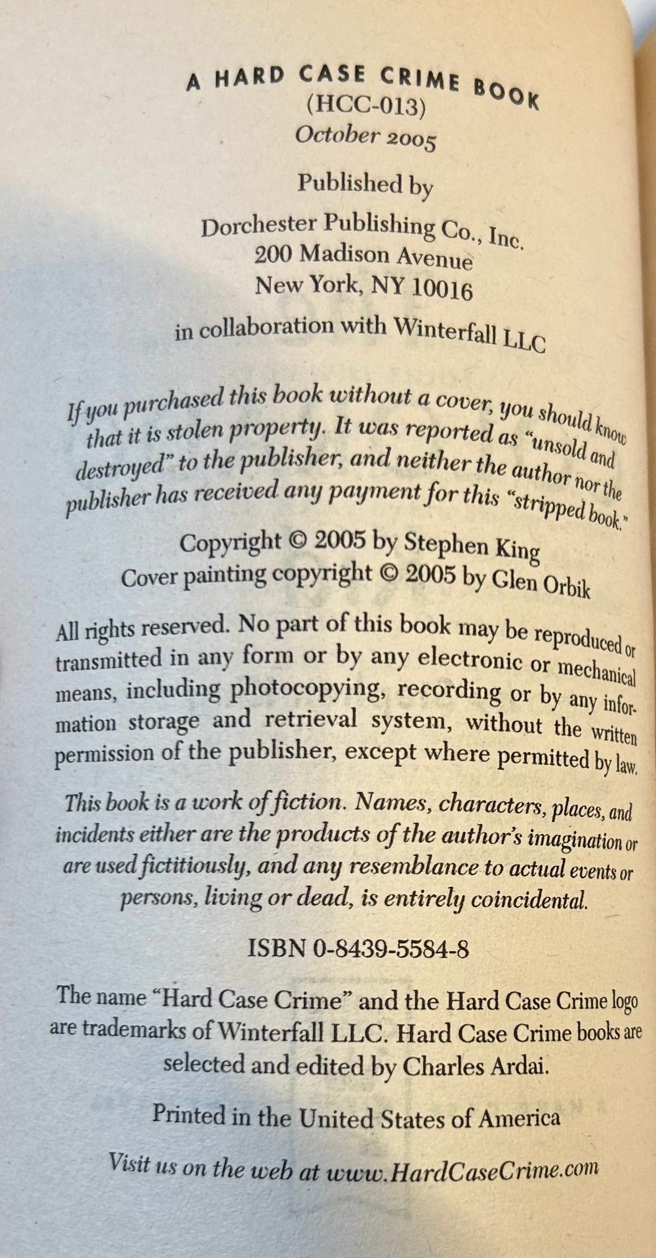 The Colorado Kid - Stephen King - First US Edition