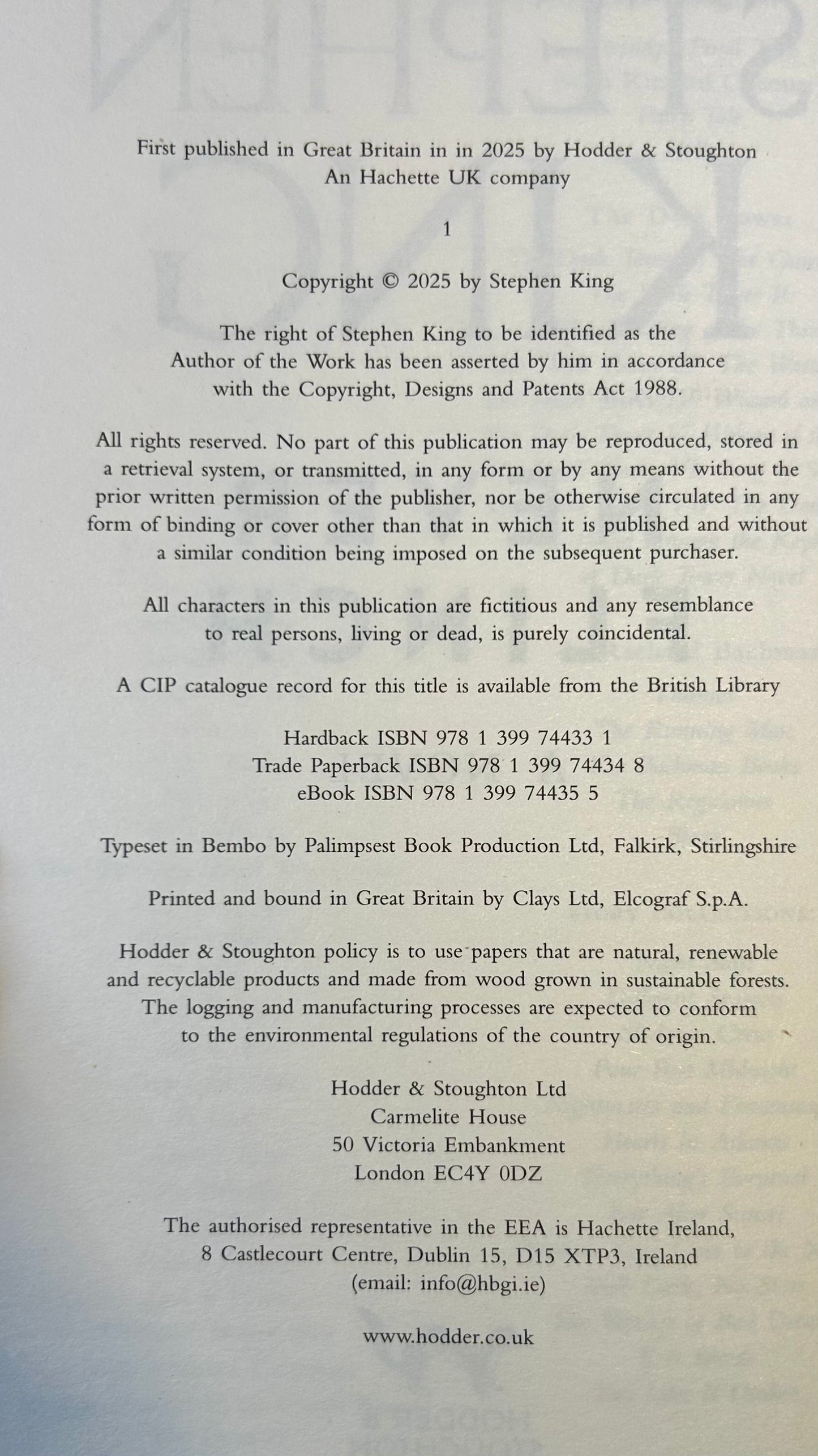 Never Flinch - Stephen King - First UK Edition