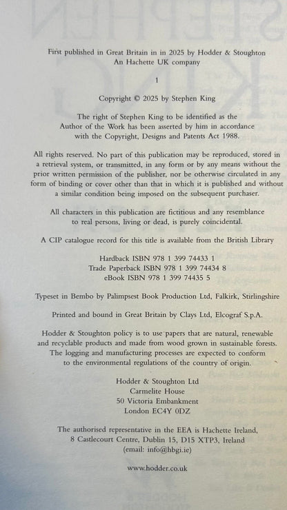 Never Flinch - Stephen King - First UK Edition