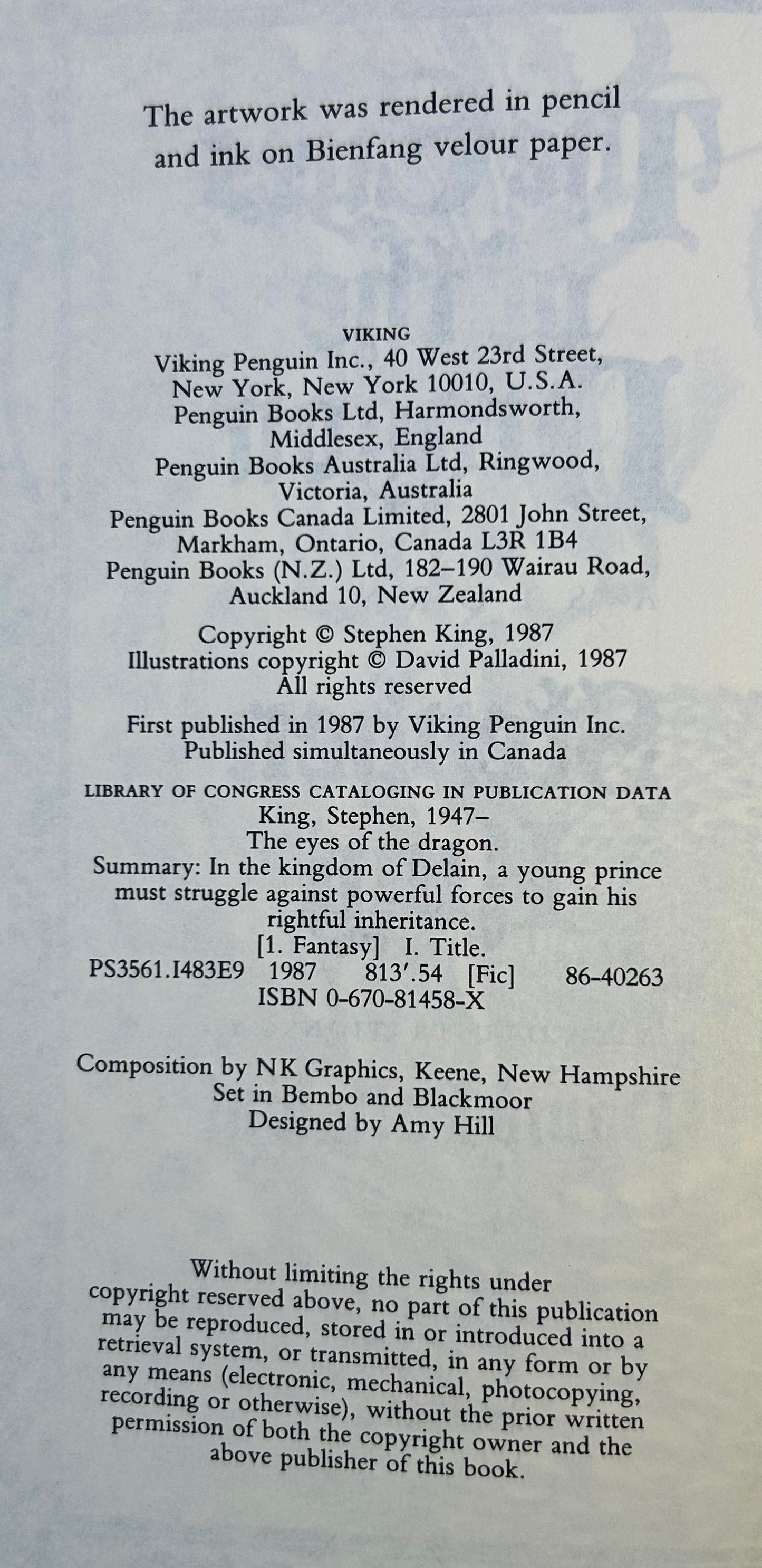 Eyes of the Dragon - Stephen King - First US Edition