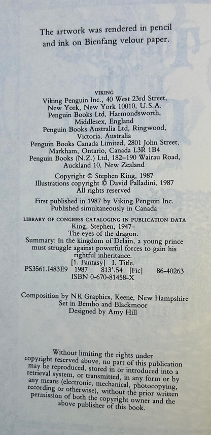 Eyes of the Dragon - Stephen King - First US Edition