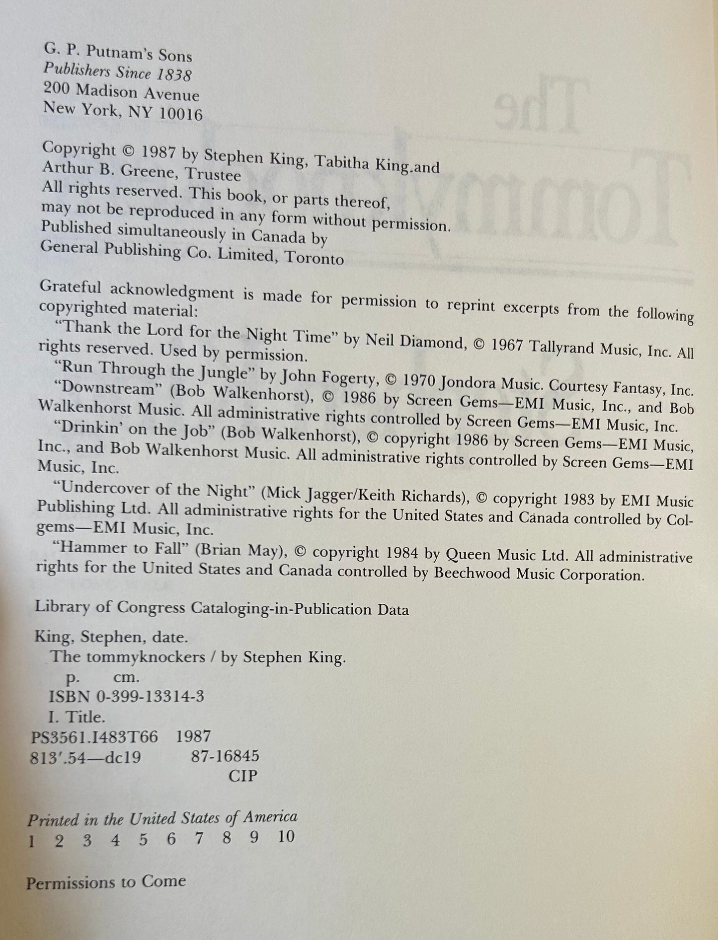 The Tommyknockers - Stephen King - First US Edition