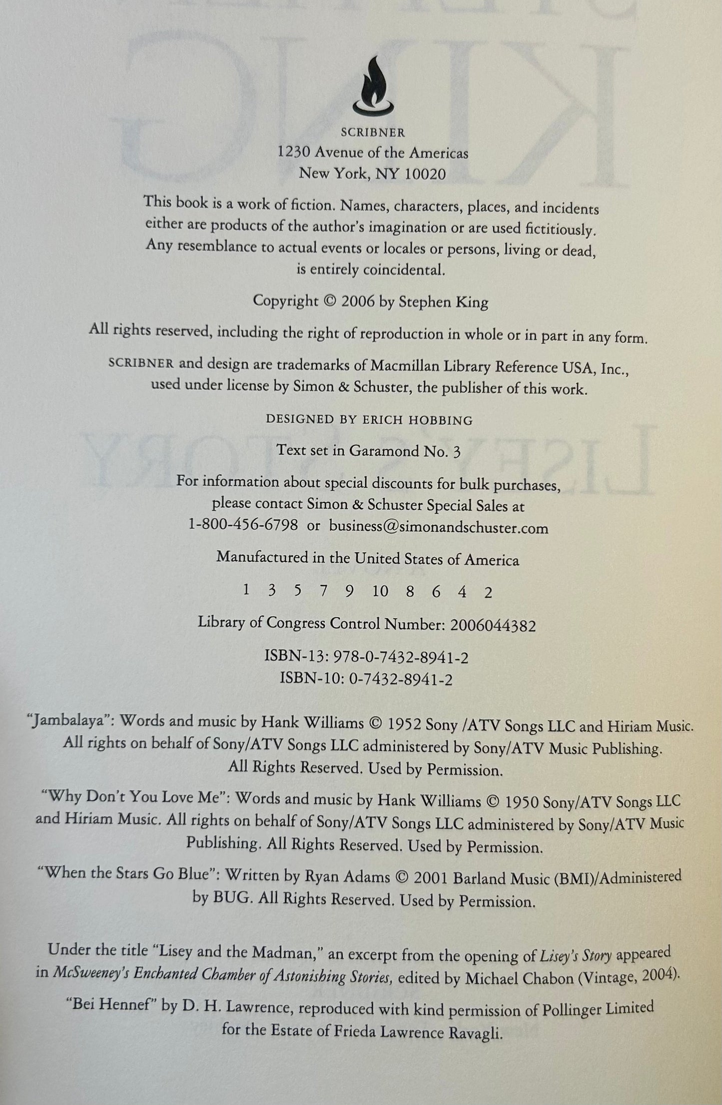 Lisey's Story - Stephen King - First US Edition