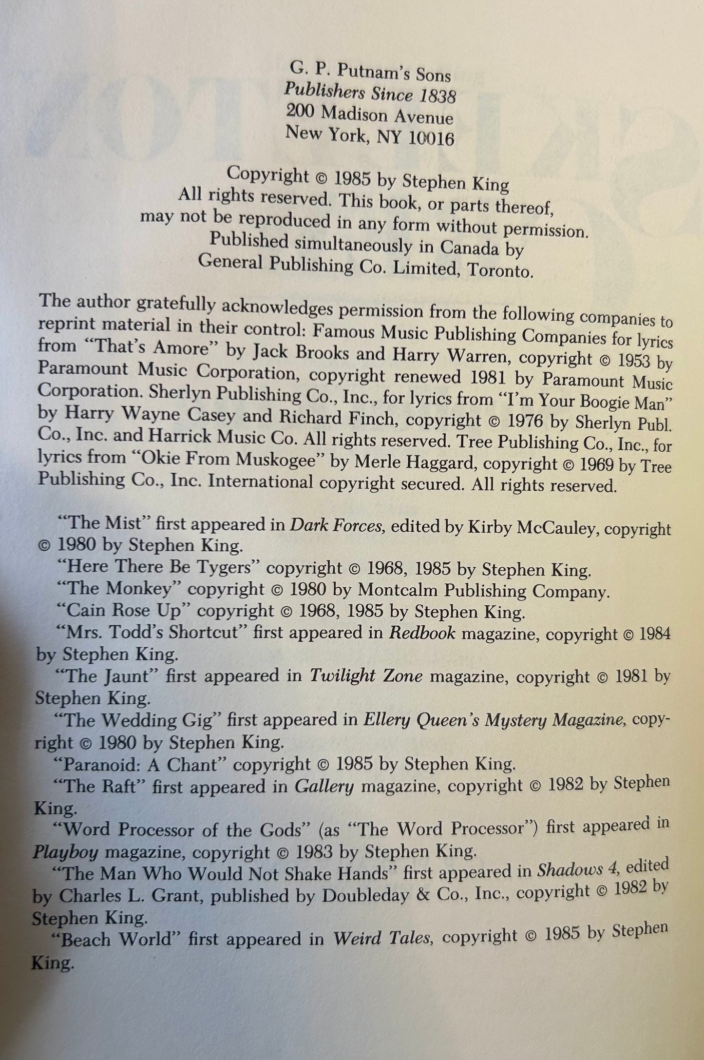 Skeleton Crew - Stephen King - First US Edition