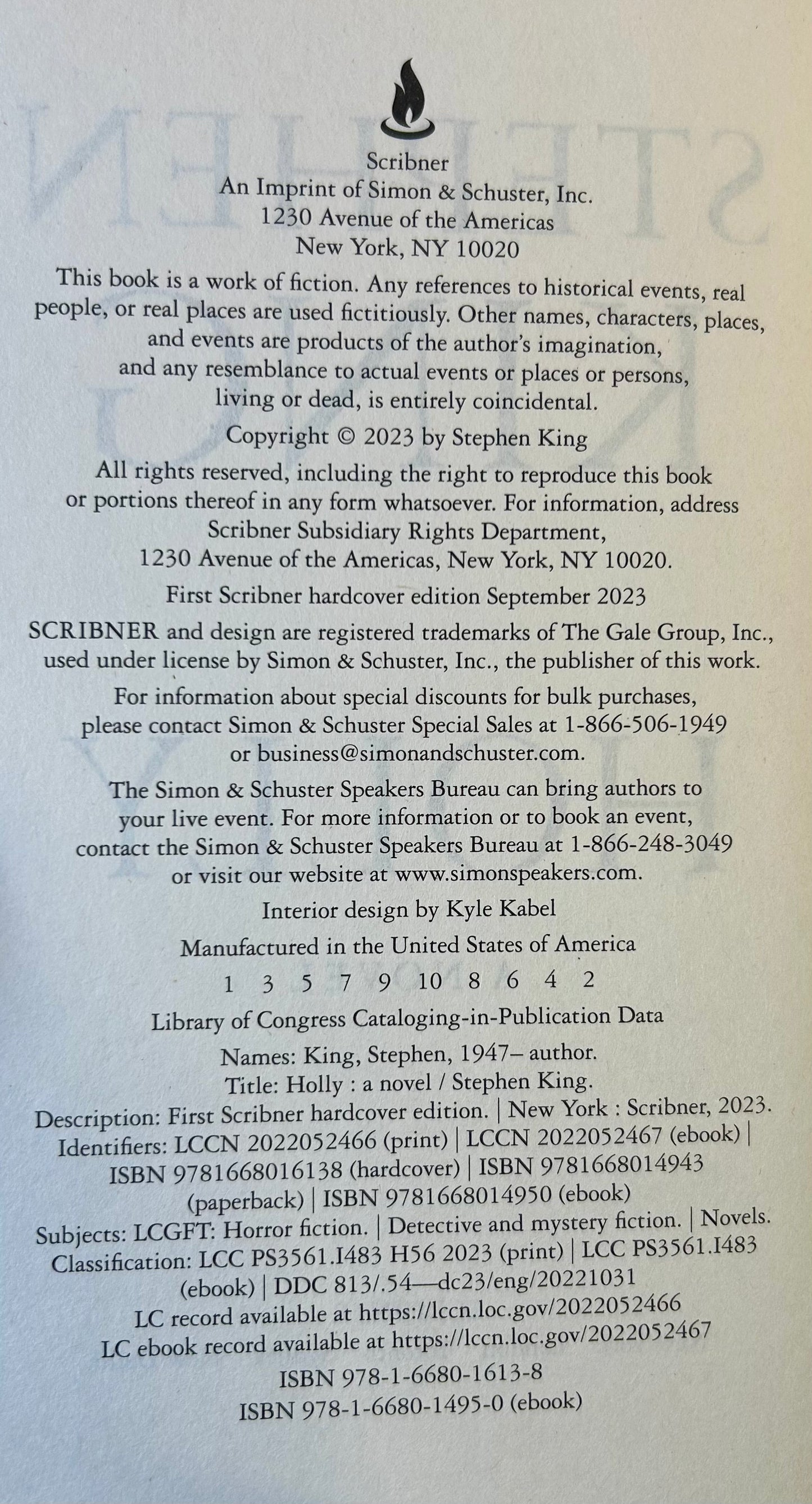 Holly - Stephen King - First US Edition