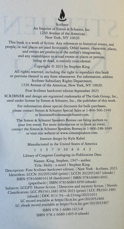 Holly - Stephen King - First US Edition