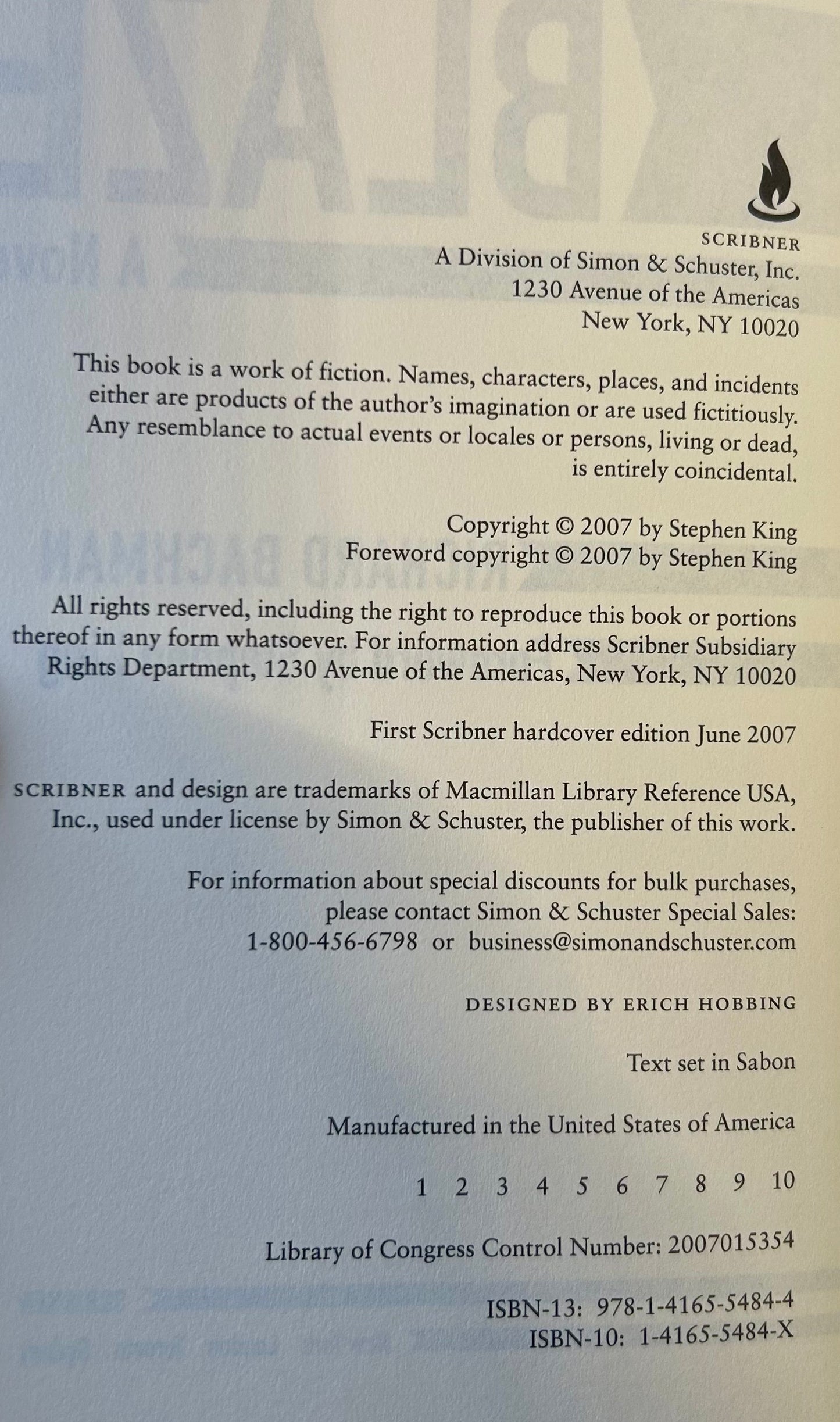 Blaze - Richard Bachman / Stephen King - First US Edition