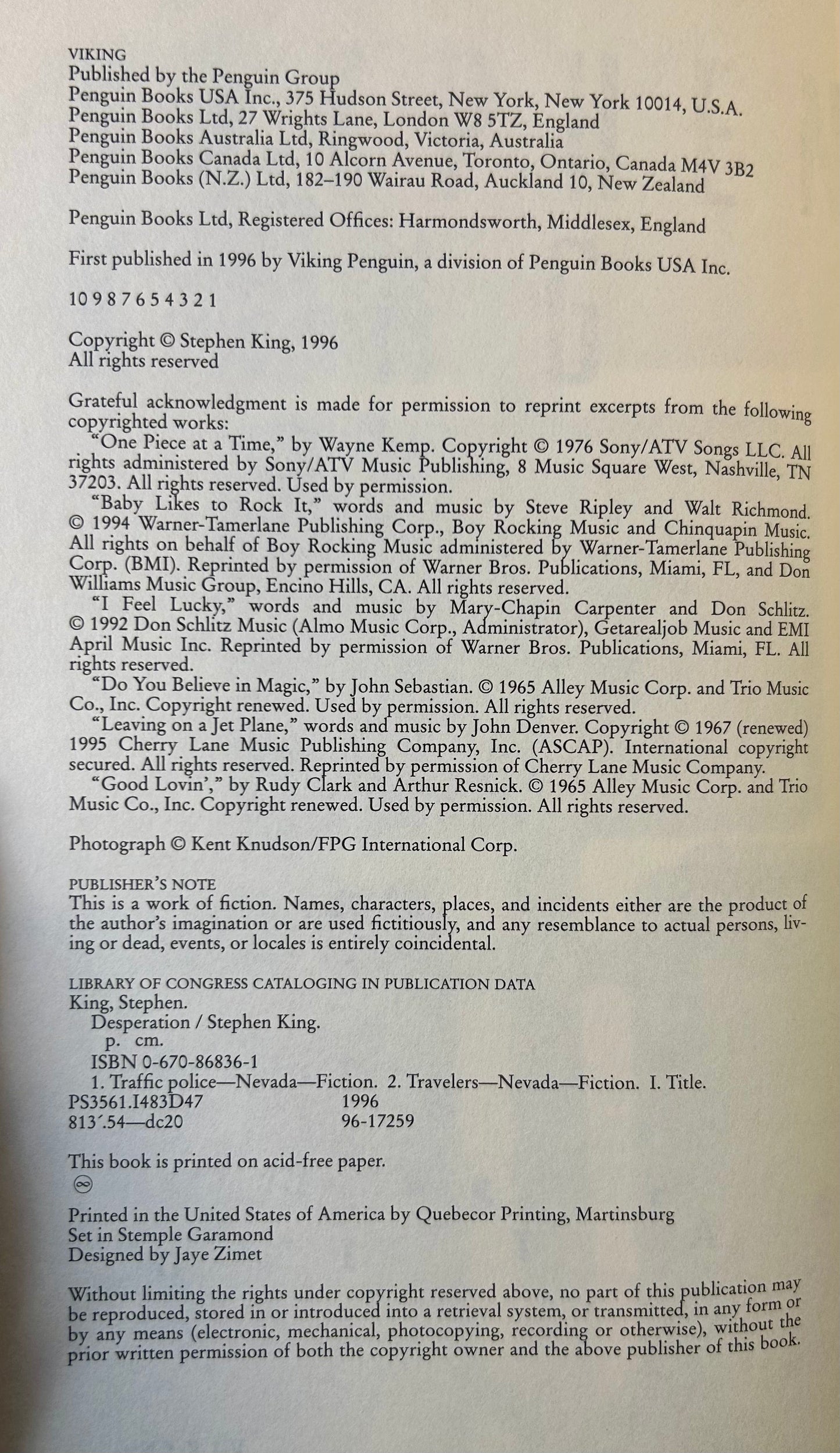 Desperation - Stephen King - First US Edition