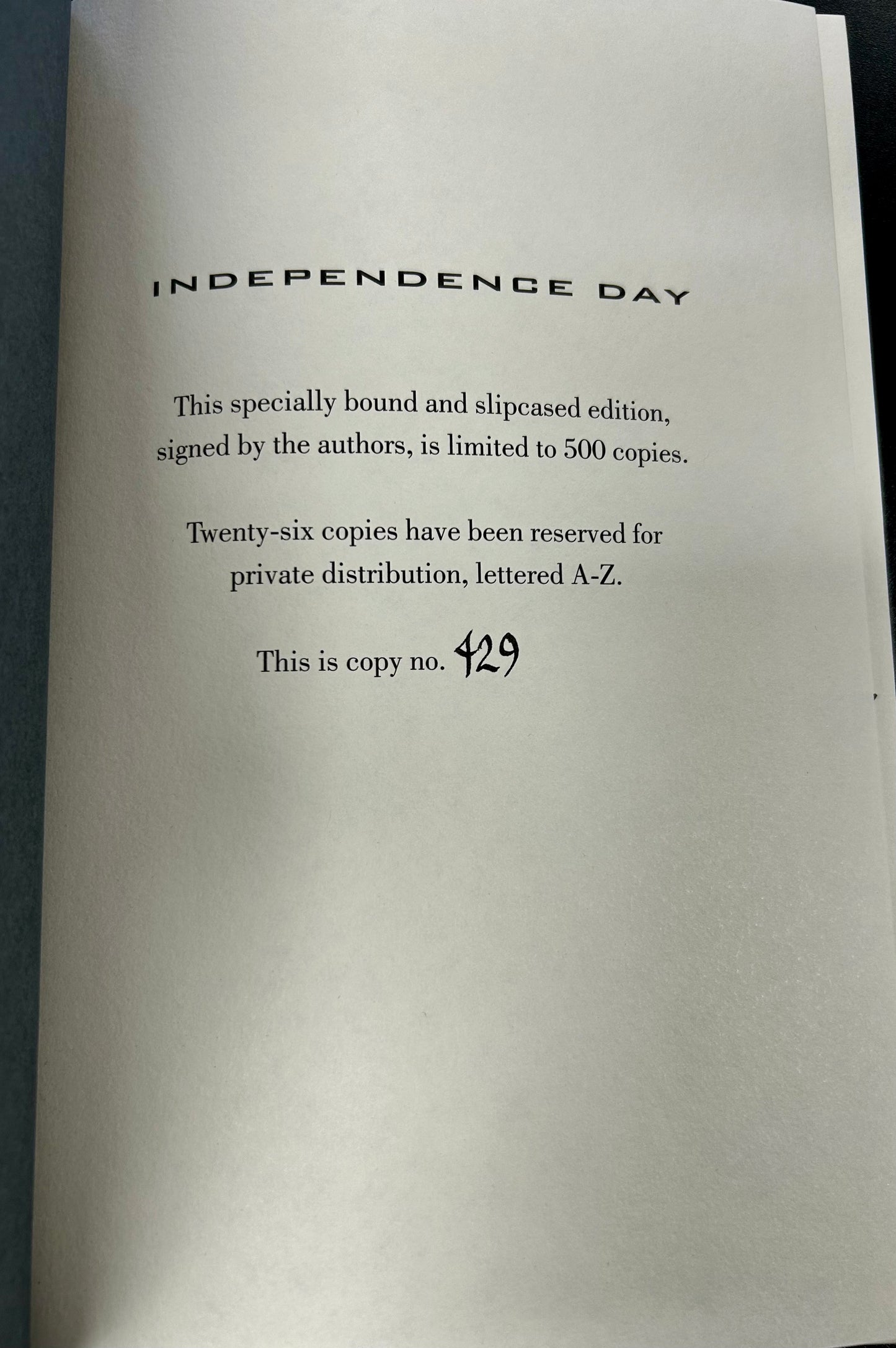 Independence Day - Limited Edition - SIGNED